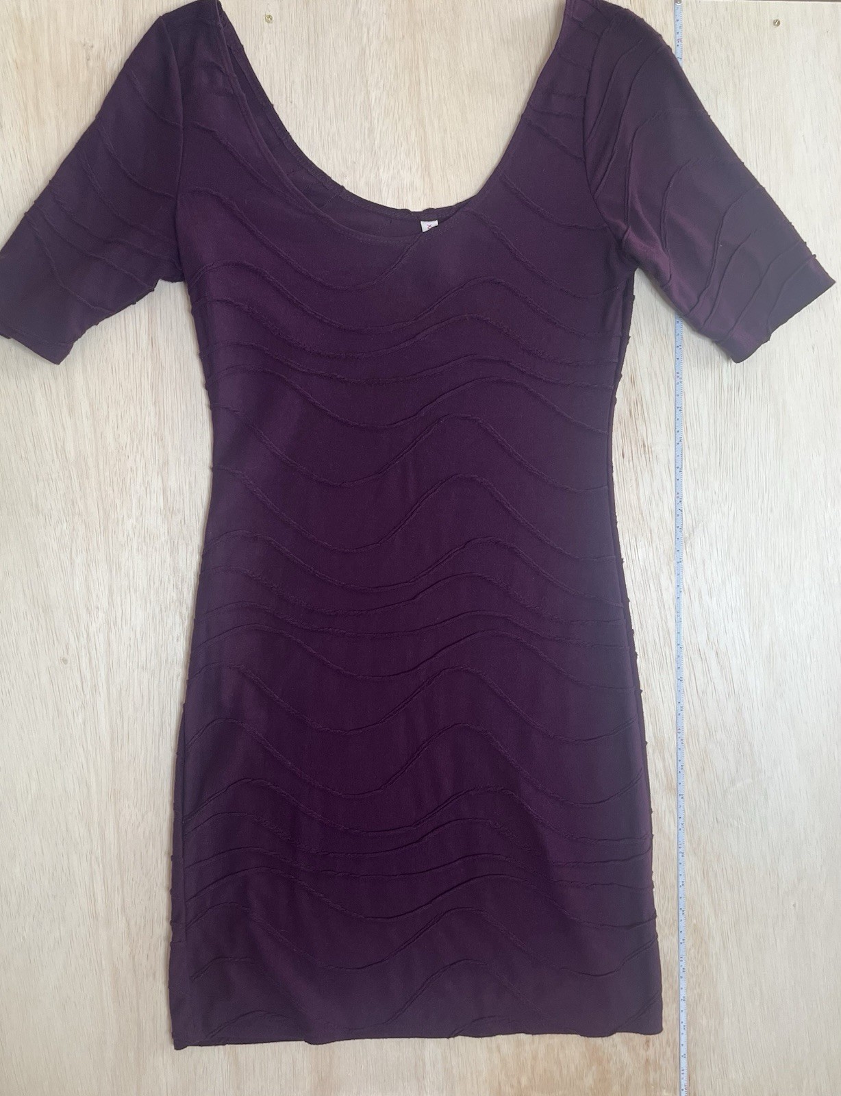 Xhilaration Purple Knit Scoop Neck Ruffle Sheath Size Small, Causal, Concert
