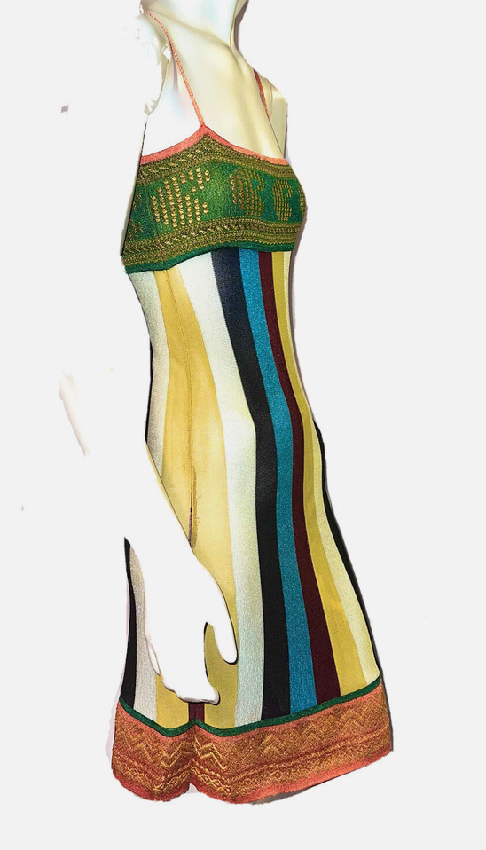 Vintage 1990’s JEAN PAUL GAULTIER Maille Ethnic Knit Dress Elements Indian Sari