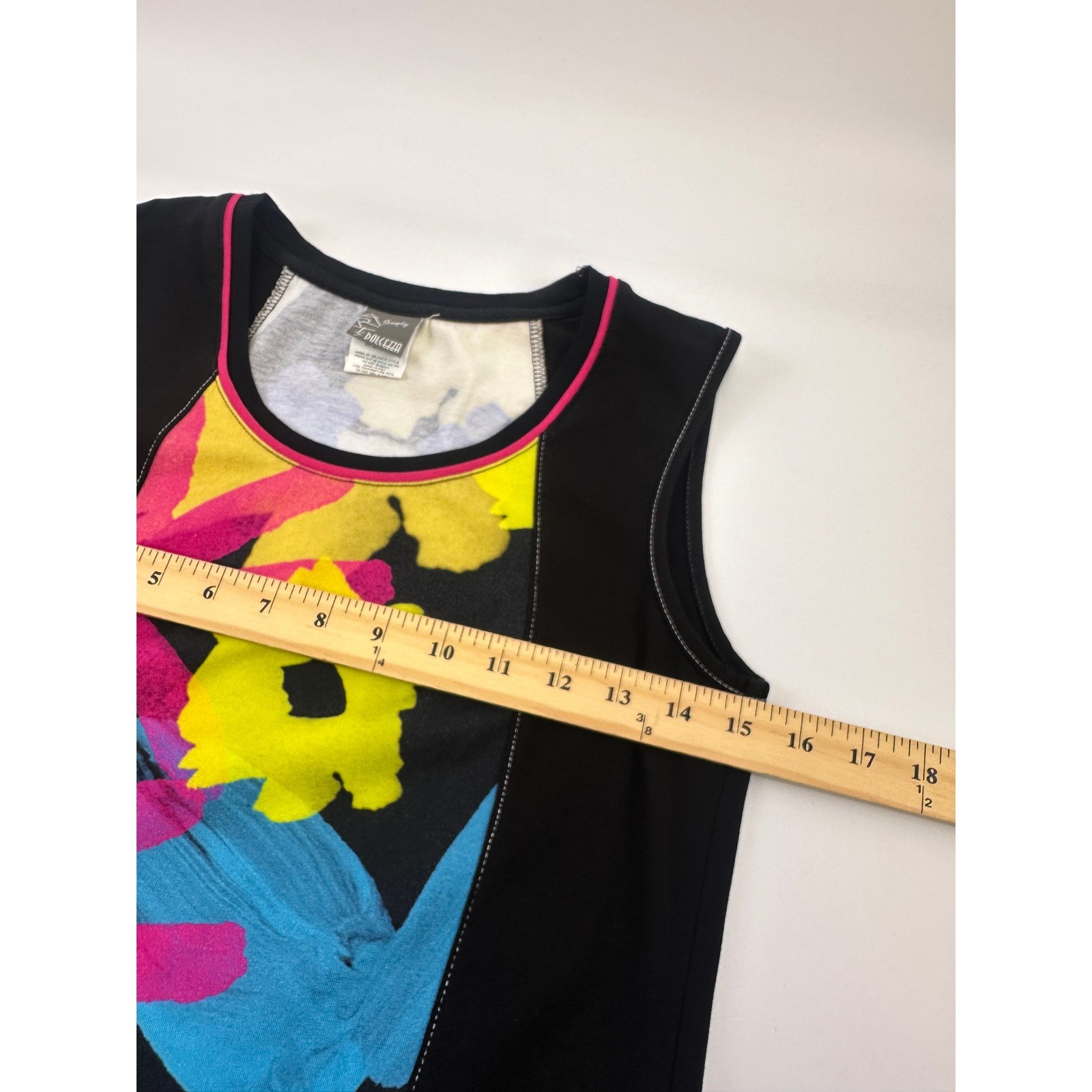 Simply Art Dolcezza Dress Floral Graphic Sleeveless Sheath Black Stretch Small