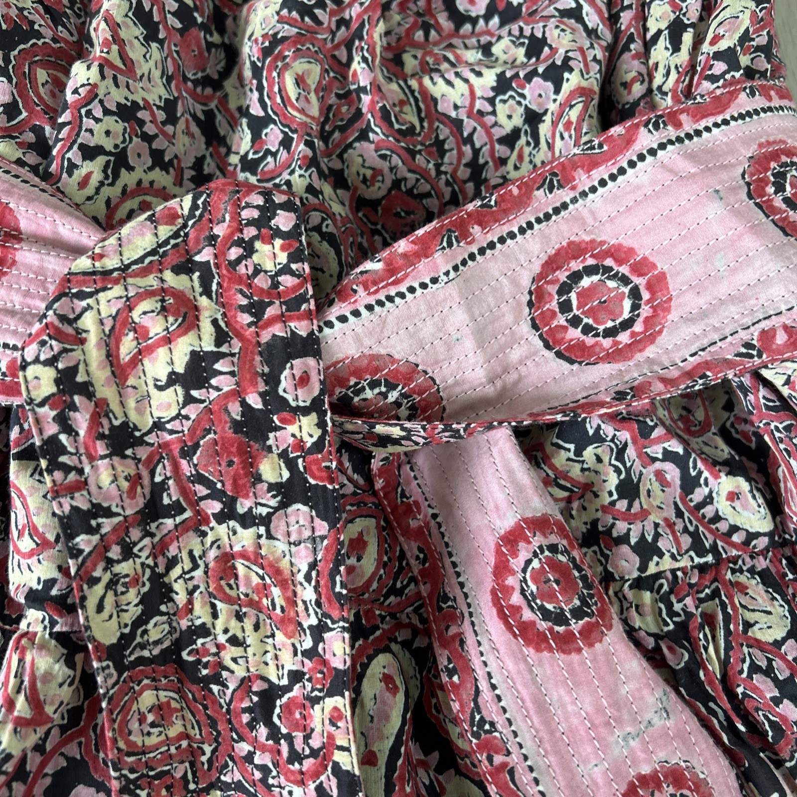 Bell By Alicia Bell Pink and Black Silk Cotton Mini Dress Block Print Small