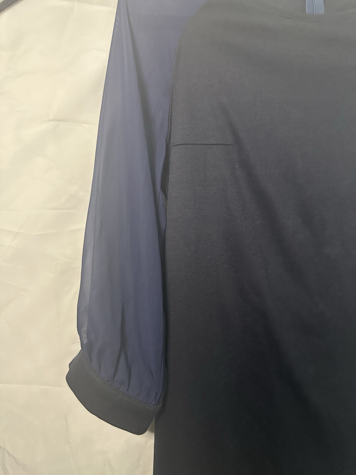 Navy Blue Midi Dress See Through Long Sleeve Made In Ukraine