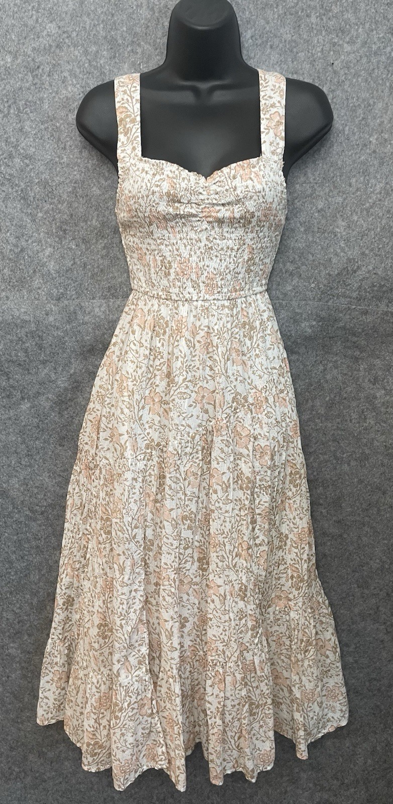 NWT American Eagle XS Floral Smocked Tiered Maxi Dress Cottagecore Prairie Boho