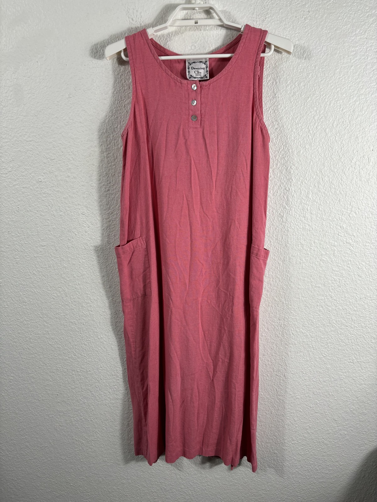 Dressing Clio Overall Dress Womens Petite Medium Linen Blend Sleeveless Pockets
