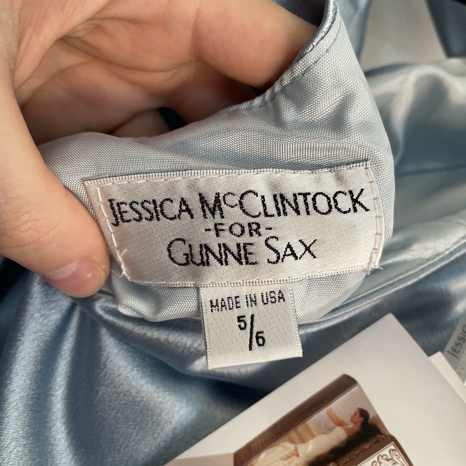 NWT Vintage Jessica McClintock for Gunne Sax Dress Light Blue Satin Halter Sz 6