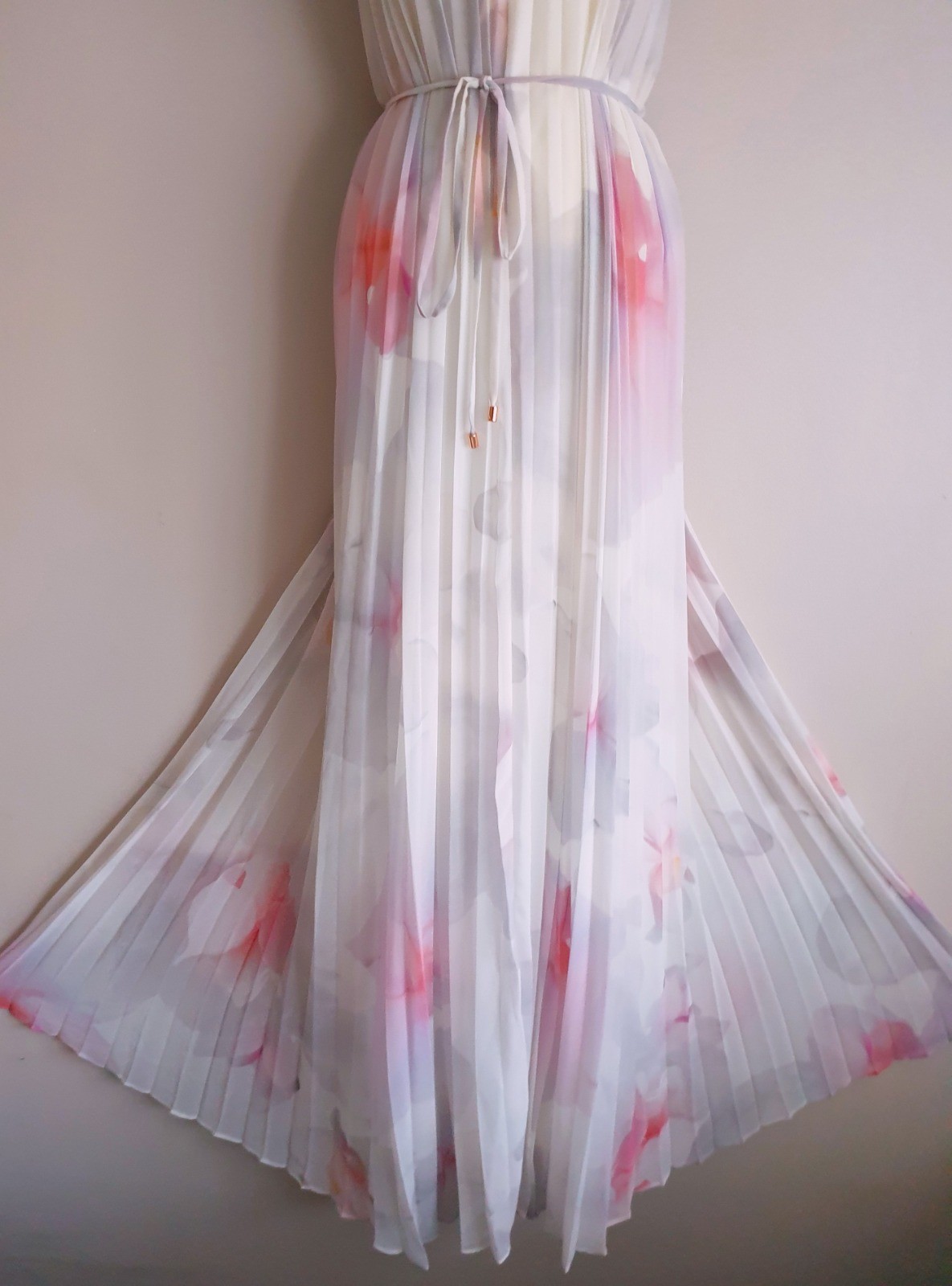 Ted Baker RARE Cotton Candy Full Pleated Flared out Maxi Evening Dress UK12 TB3
