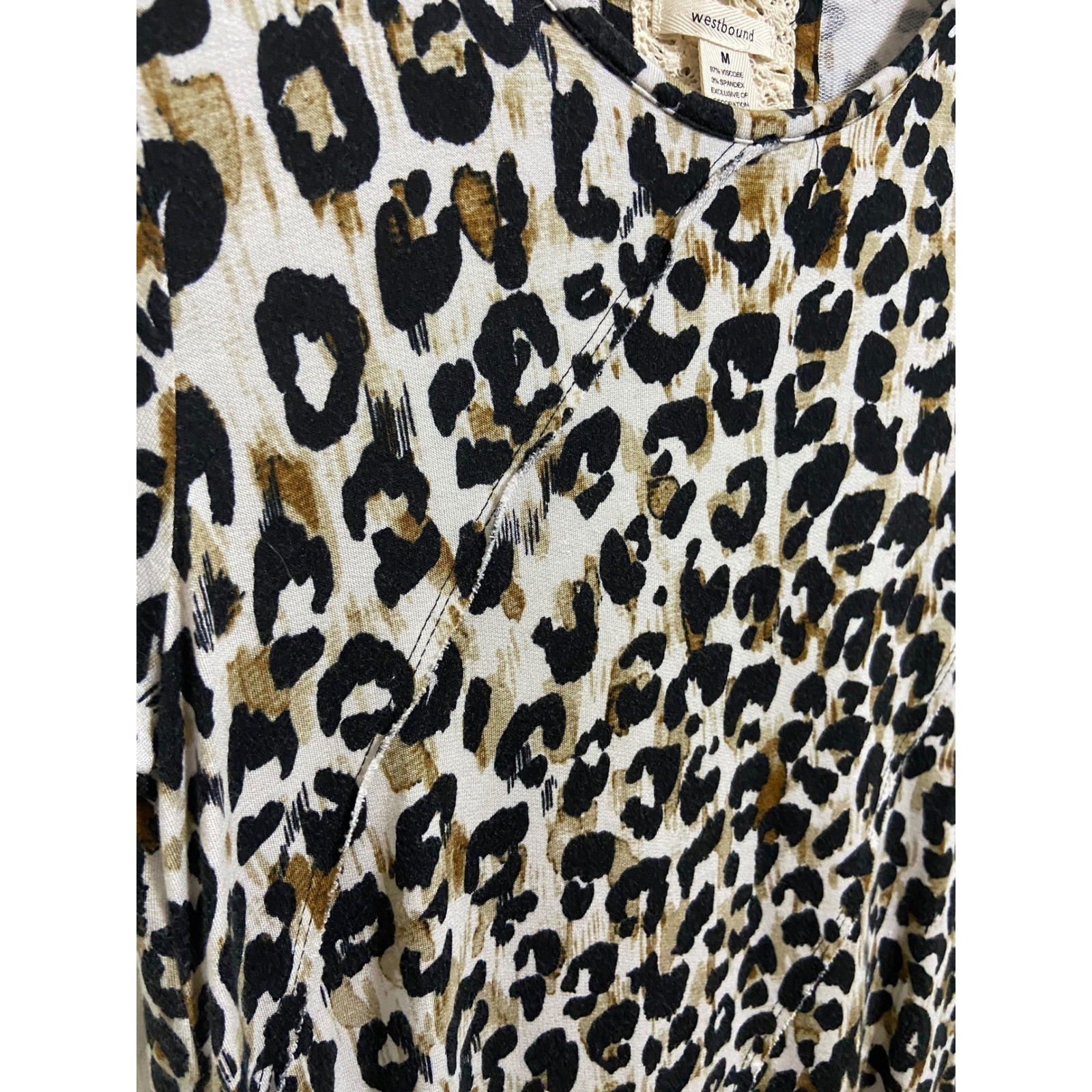 Westbound Leopard Print Handkerchief Hem Midi Dress Boho Safari Edgy Western M