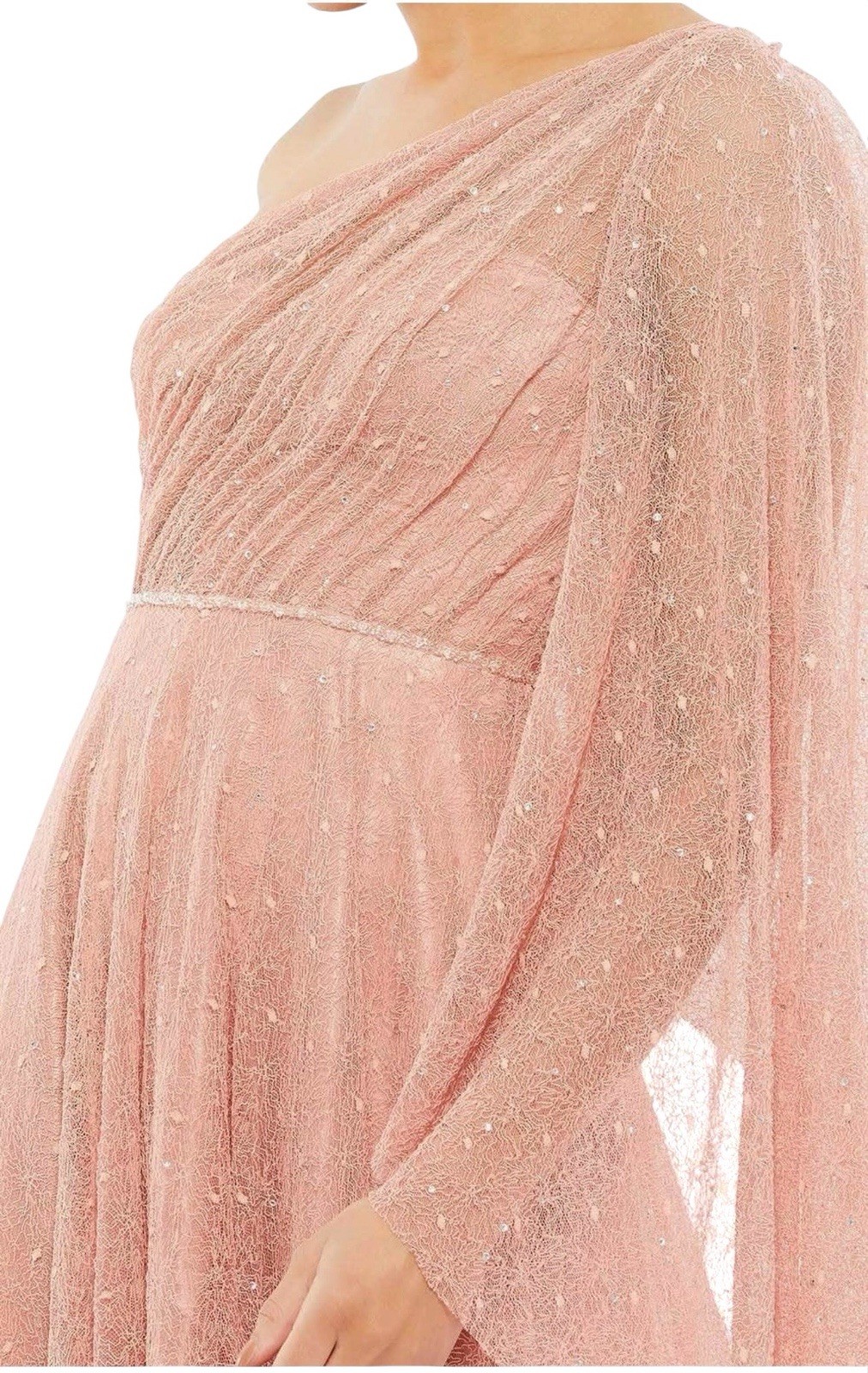 Mac Duggal 11244 Salmon One Shoulder Cape Sleeve Gown Size 6 $598