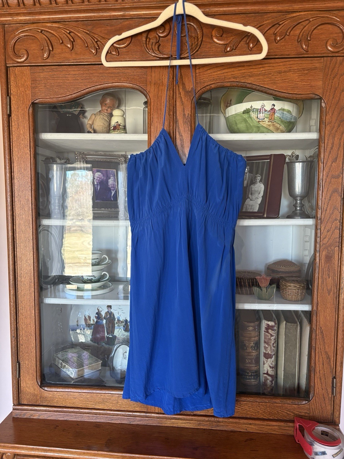GEREN FORD COBALT BLUE SILK DRESS SIZE UNKNOWN SEE PHOTO MEASUREMENTS