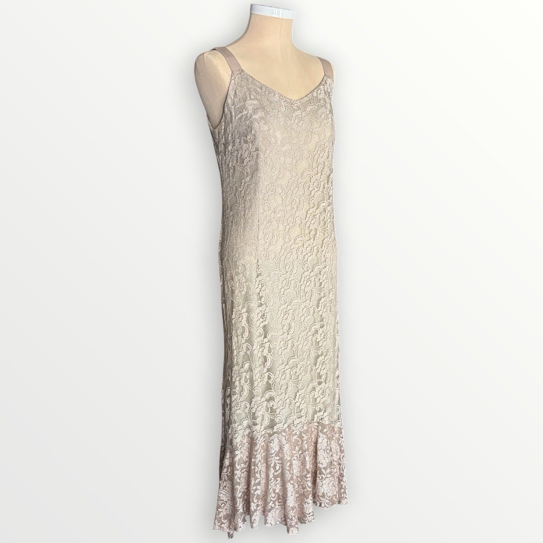 VTG Spencer Alexis Full Lace Metallic Romance Whimsy Silk Blend Formal Gown 2XLP