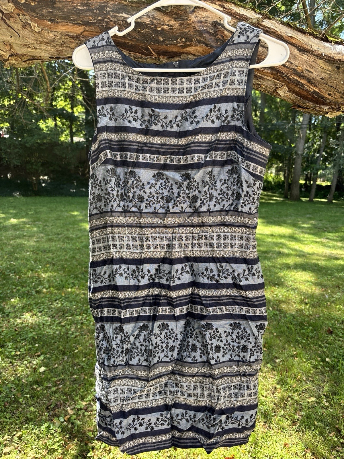John Roberts Beige Linen Blend Sleeveless Knee Length Sheath Dress 10