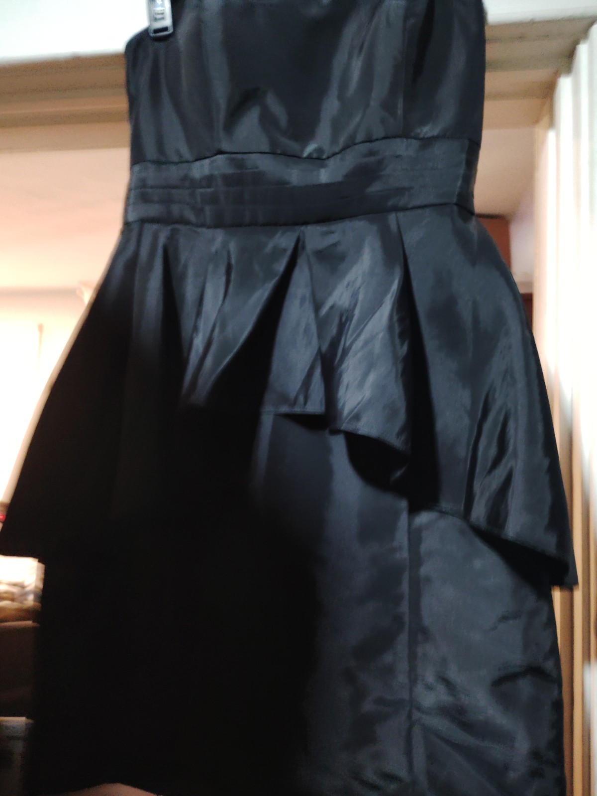 0039 Italy Black Solid Ruffle Ball Gown Midi Dress Size M New w/ Tags