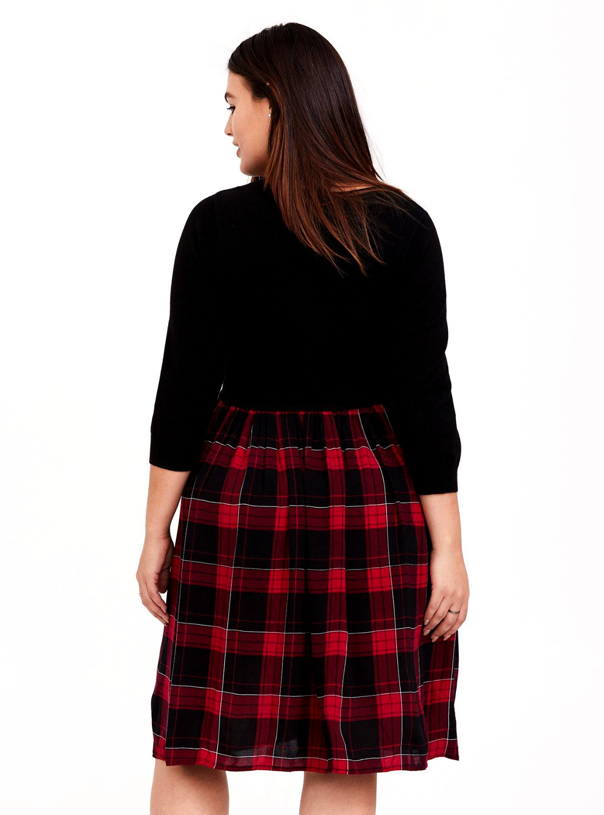 Torrid Mini Challis To Knit Dress Black and Red Plaid Size 0 12 Large NWT