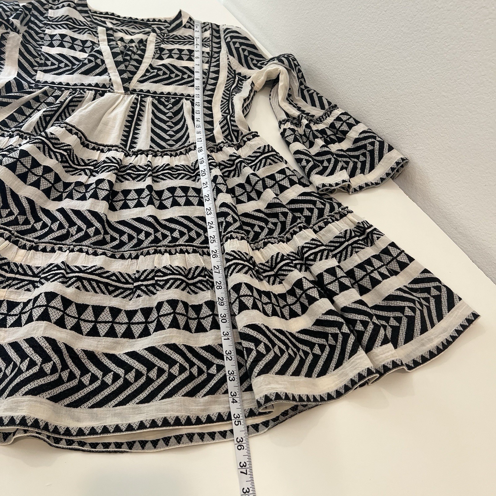 Anthropologie Devotion Twins Embroidered Ella Tunic Dress Black & White Size S
