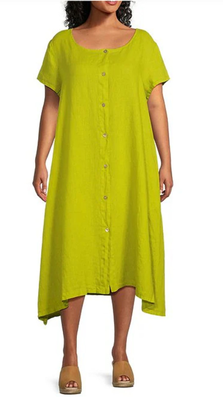 NWT ~ Bryn Walker Lightweight Linen WINSOR Dress Hi-Low Hemline ~Sz 2X