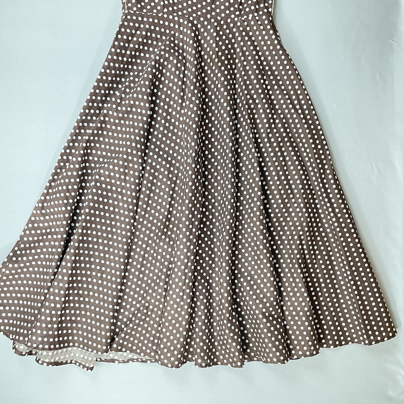 Stop Staring! Vintage Full Circle Sun Dress Small Brown Polka Dot Swing Retro