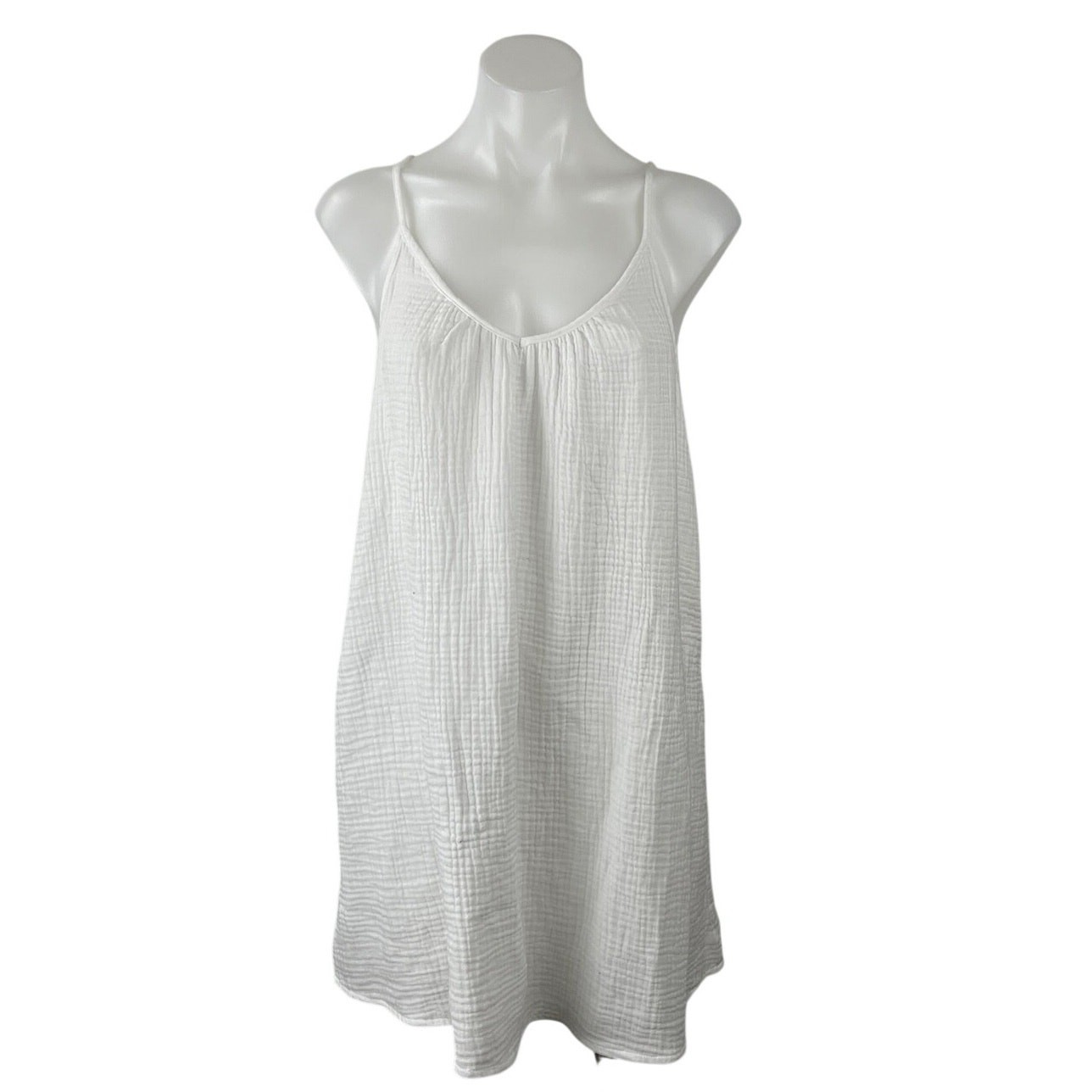 Shade & Shore Women’s White Sleeveless Open Back Cami Tank Mini Dress Size M