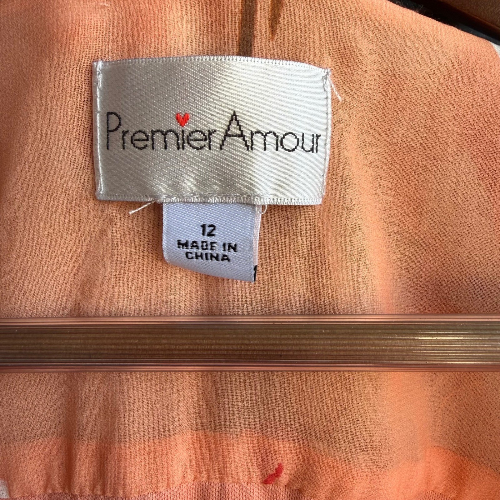 Premier Amour Floral Wrap Midi Dress Flutter Sleeve Tie Waist Peach Size 12