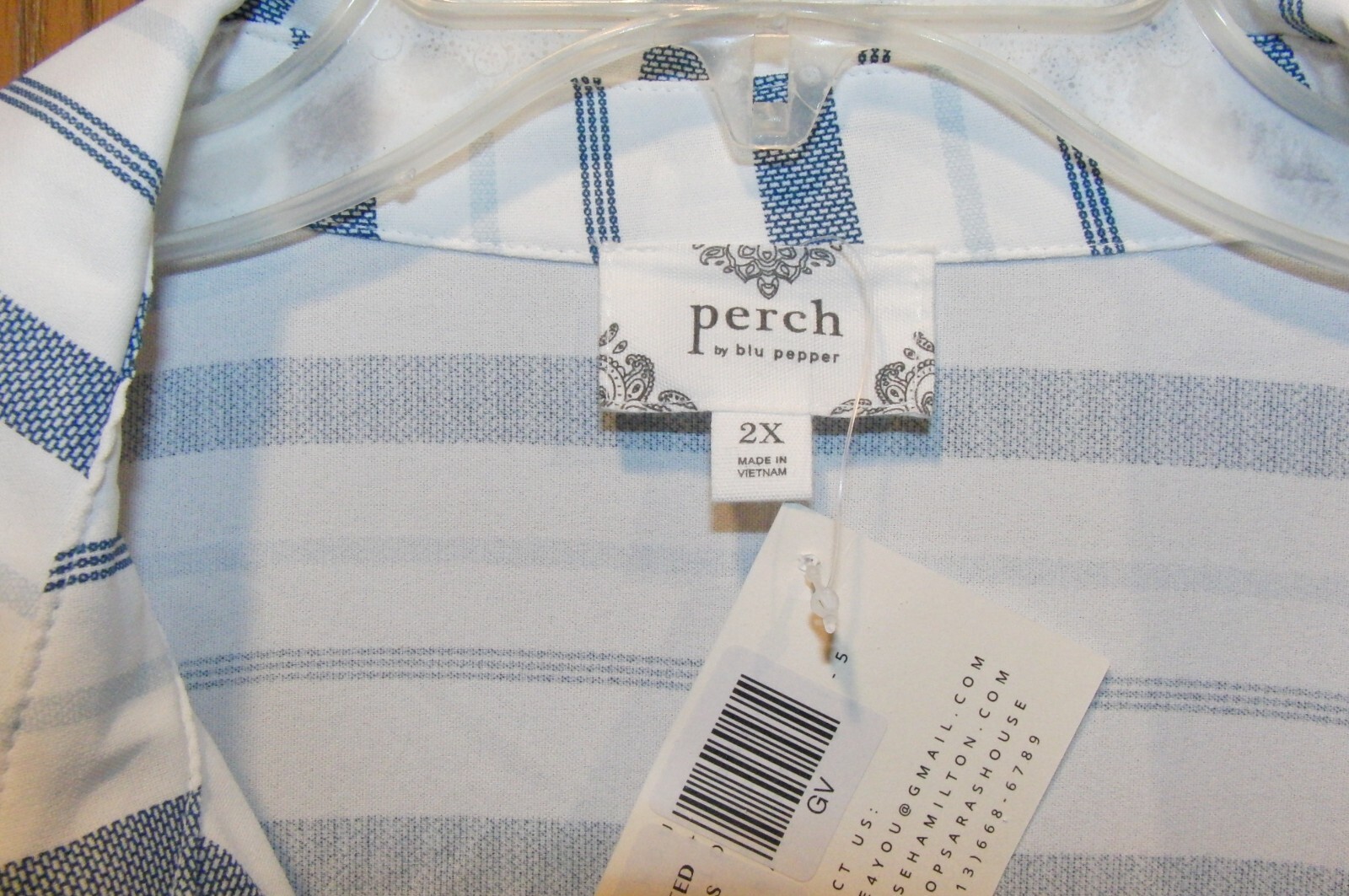 Perch by Blu Pepper Sofia Belted Shirt Striped Polyester Dress 2XL NEW $42
