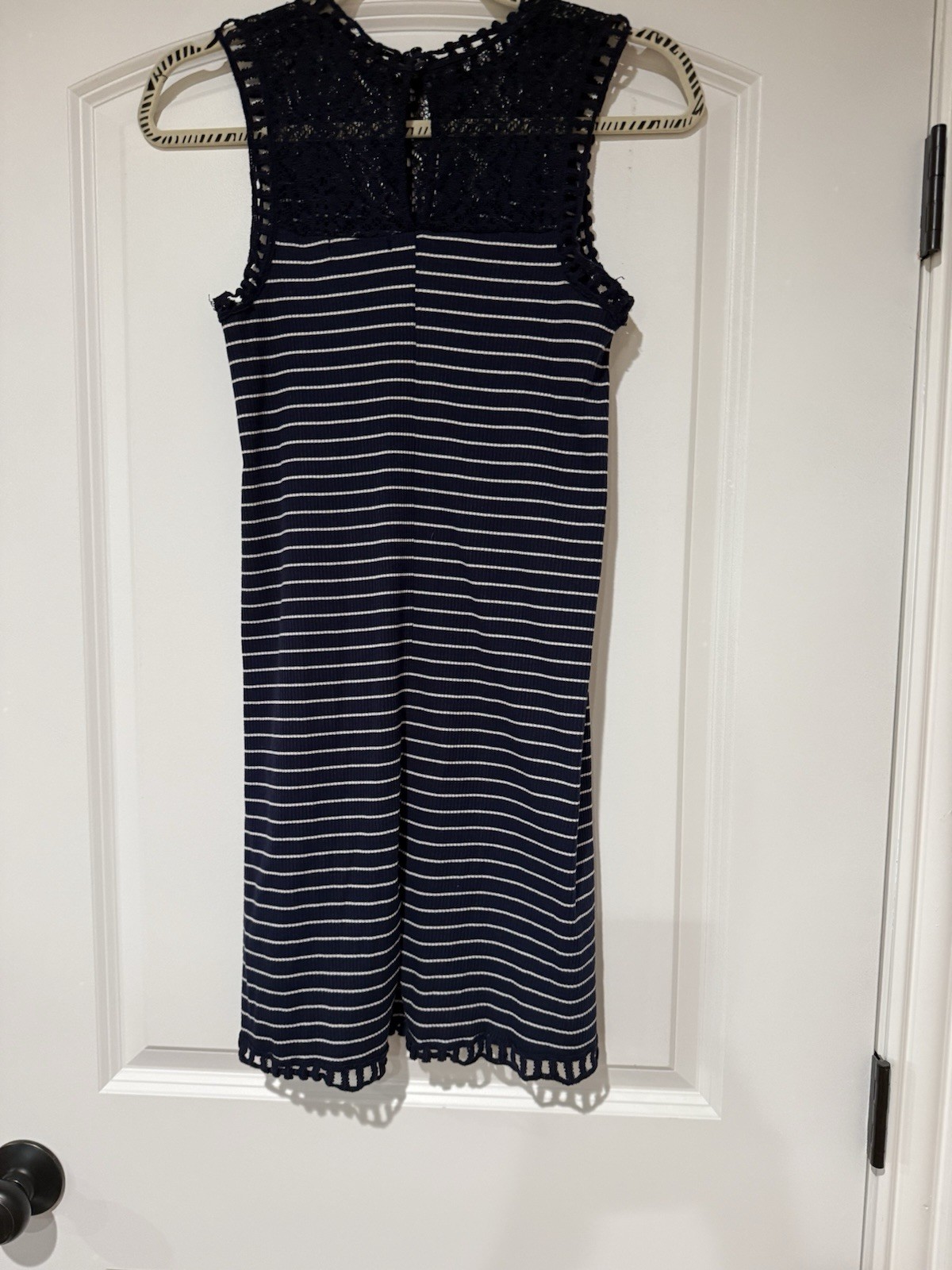 Love Fire Women’s M Blue White Striped Round Neck Sleeveless Pullover Dress