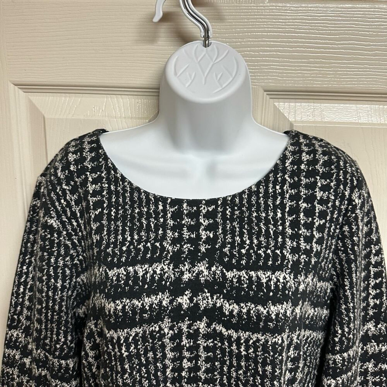 Talbots Glen Plaid Sheath Dress Shirred Bell Sleeve 3/4 Women’s Petite Large