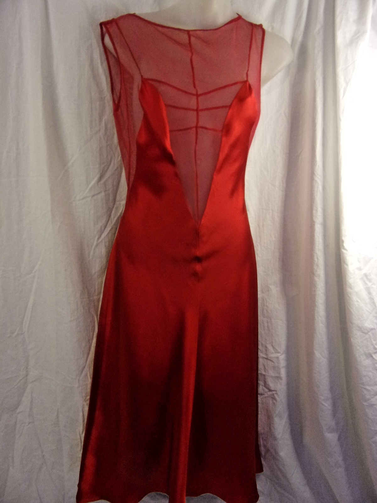 Plein Sud Red Silk & Mesh Top Slip Dress 38/6 Sexy Y2K shows alot of Skin