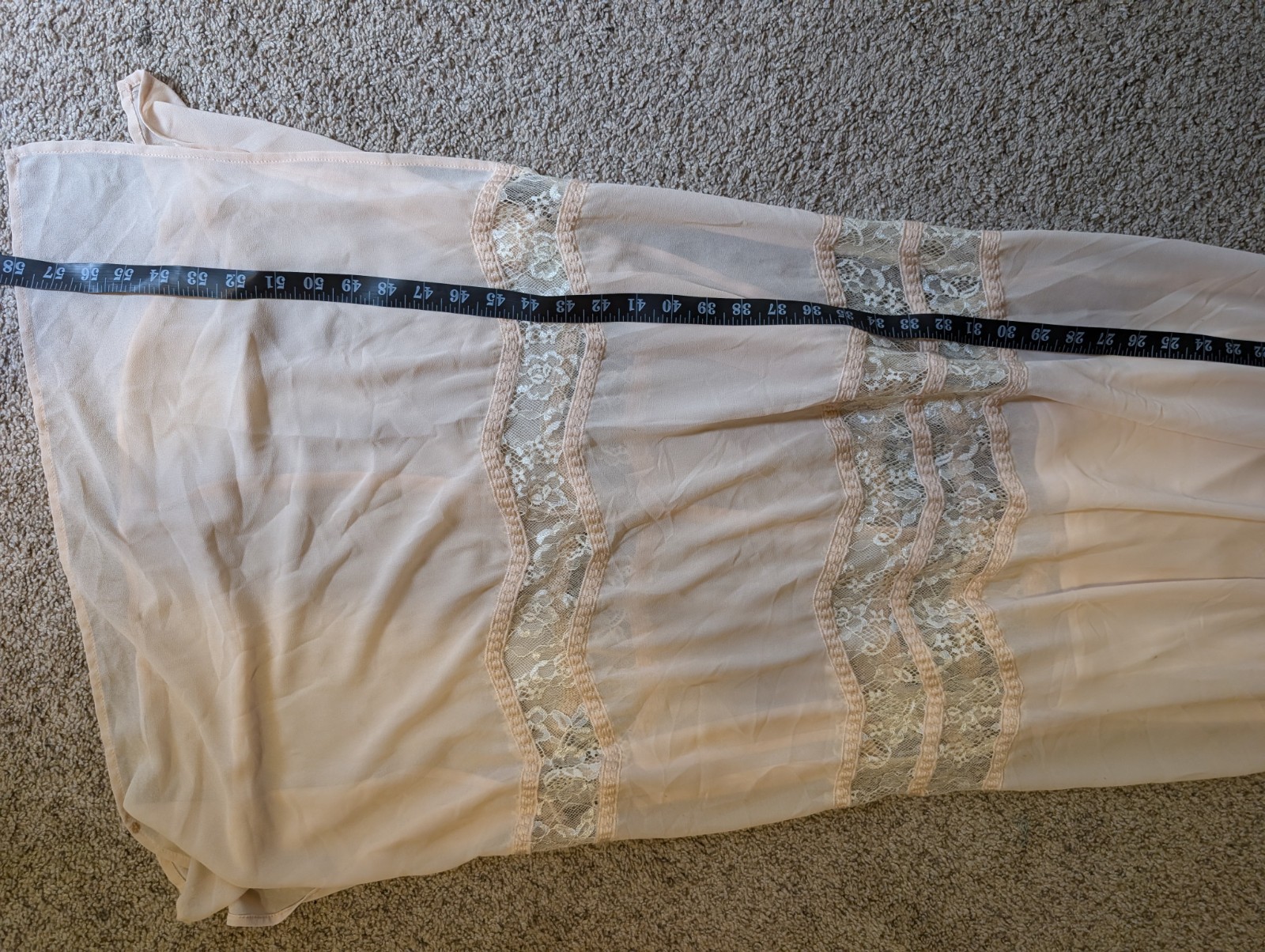 ASTR Light Pink Lace Semi Sheer Maxi slip Dress Side Slits Sz M