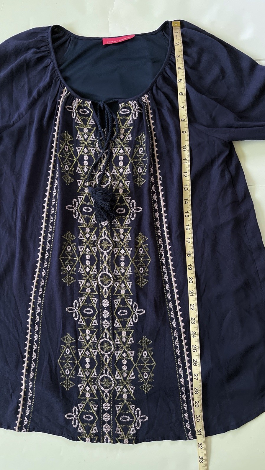Pookie And Sebastian Mini Shift Dress S/M (no tag) Blue Embroidered Relaxed Fit