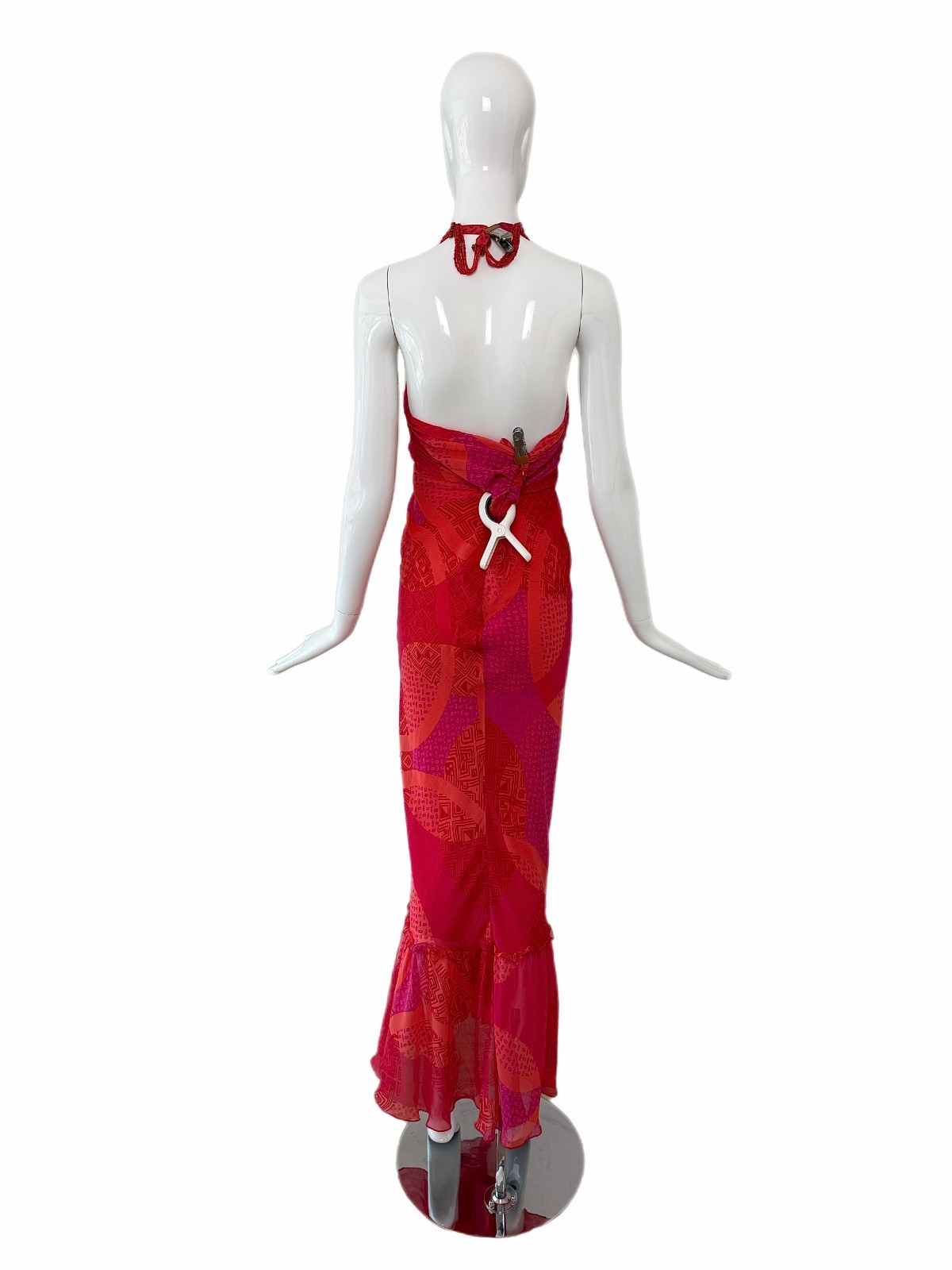 ICEBERG 2006 Vintage Runway Silk Embellished Ruffle Gown + Shawl Maxi Dress