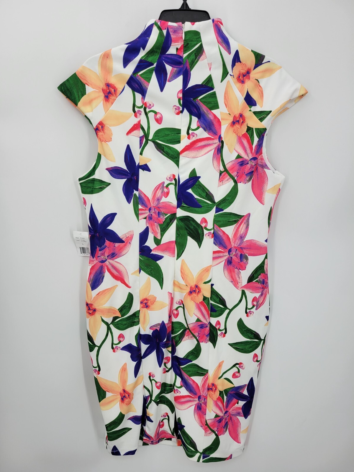 Alexia Admor Dress Womens Large Floral Cap Sleeve Scuba Hi Neck Artsy Sheath