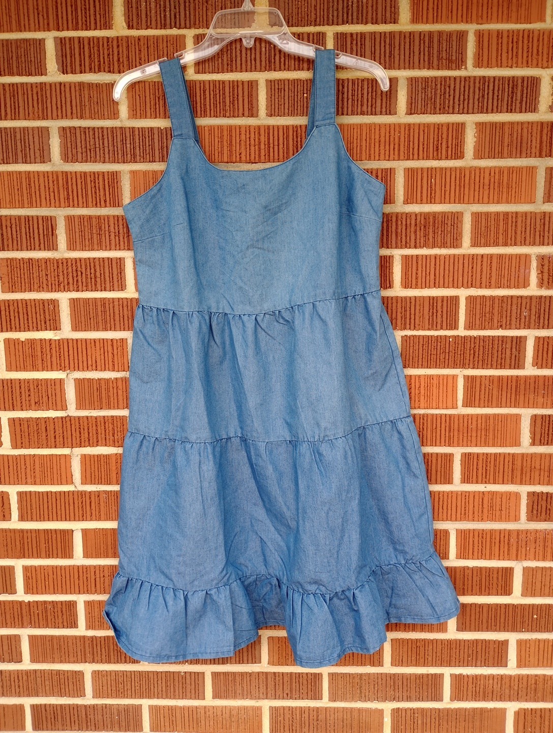 Millennium Denim Dress Tiered Sleeveless Casual Blue Dress