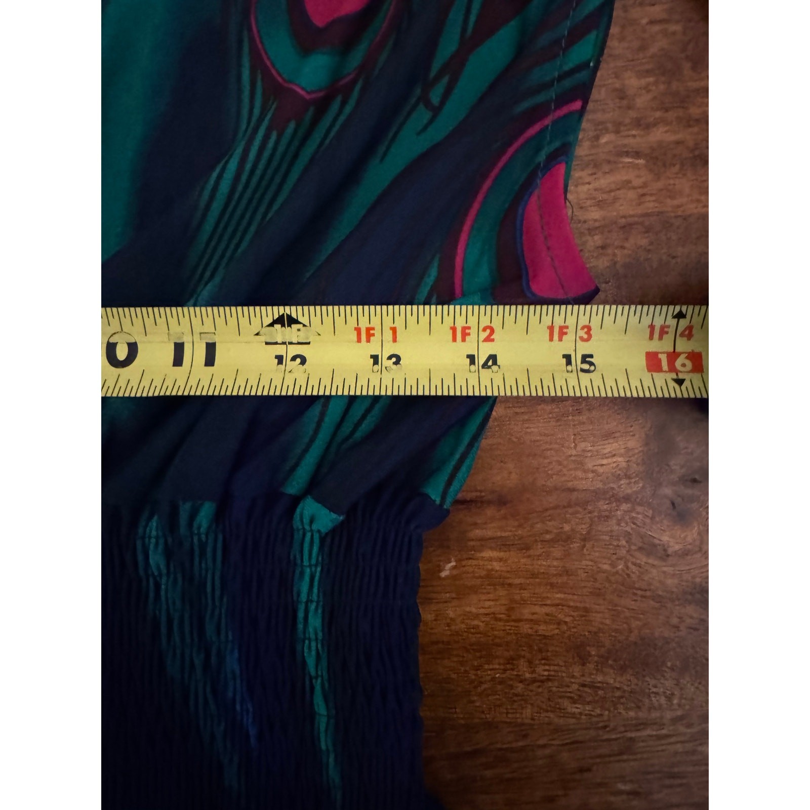 Raya Sun Navy Teal Peacock Feather Maxi Dress Smocked Fairy Whimsigoth Size L
