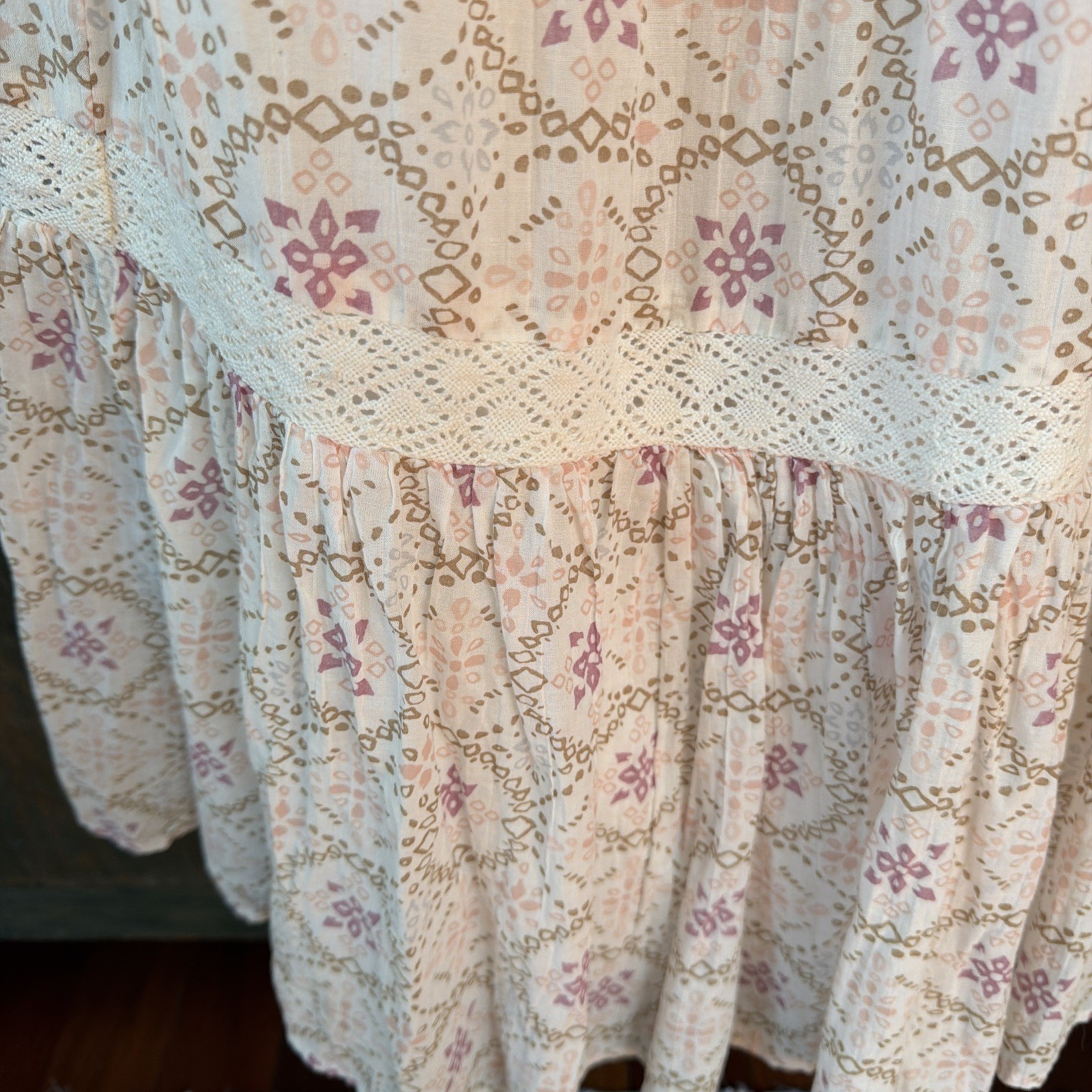 American Eagle Pink/ Purple Boho Maxi Dress M Tall Festival NWT geo block print