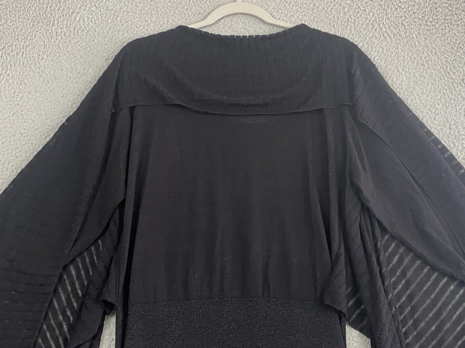 Anne Fontaine Black Knit Butterfly Sleeve Metallic Bodycon Mini Dress 44 Aiko
