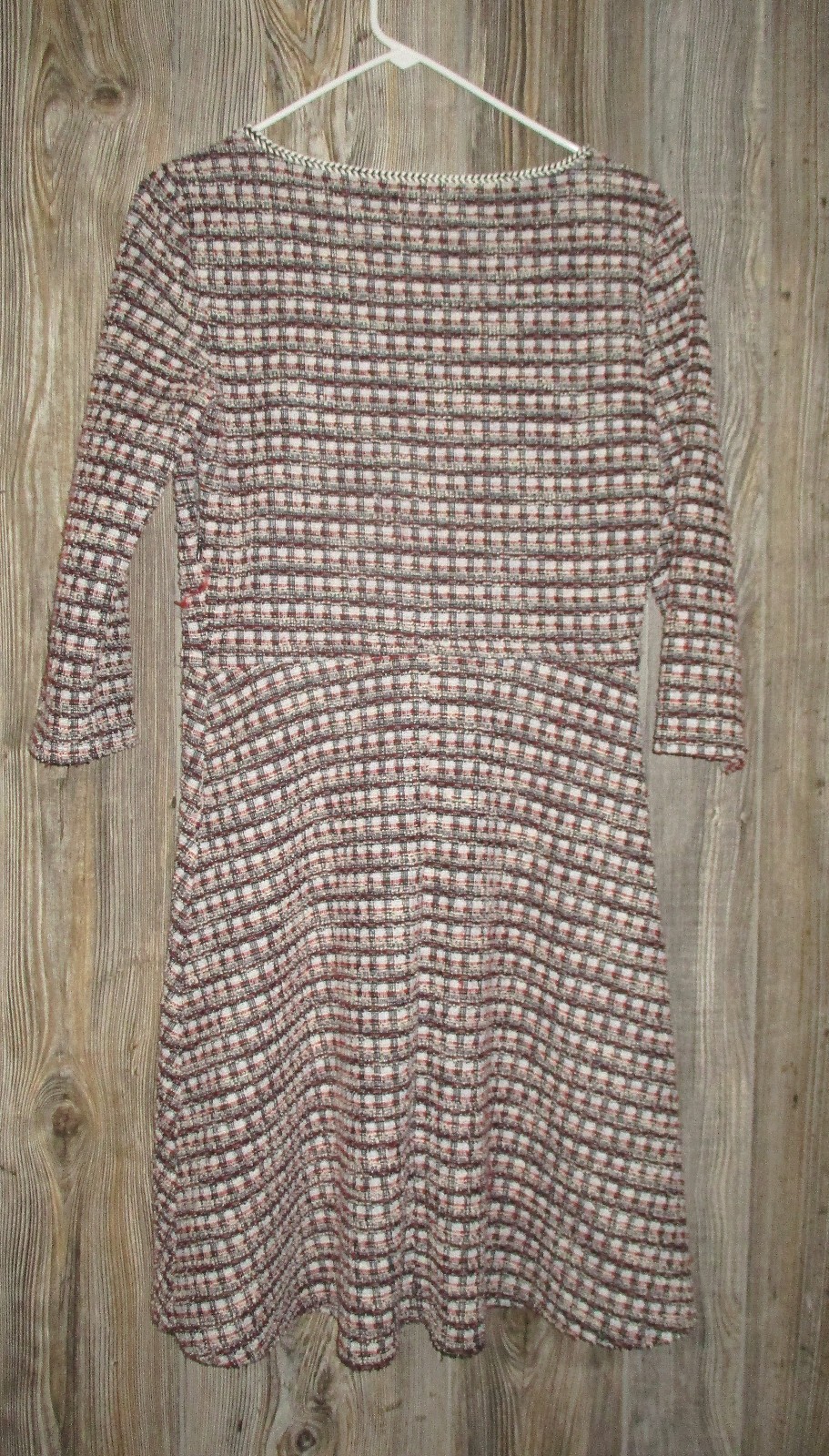 Max Studio Womens Sz Small Red Black Beige Blue White Tweed Dress Twee Academia