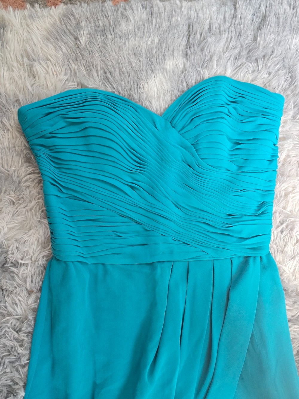 Teal Strapless Formal Sweetheart Neckline Mini Dress from the Y2Ks 100% Silk