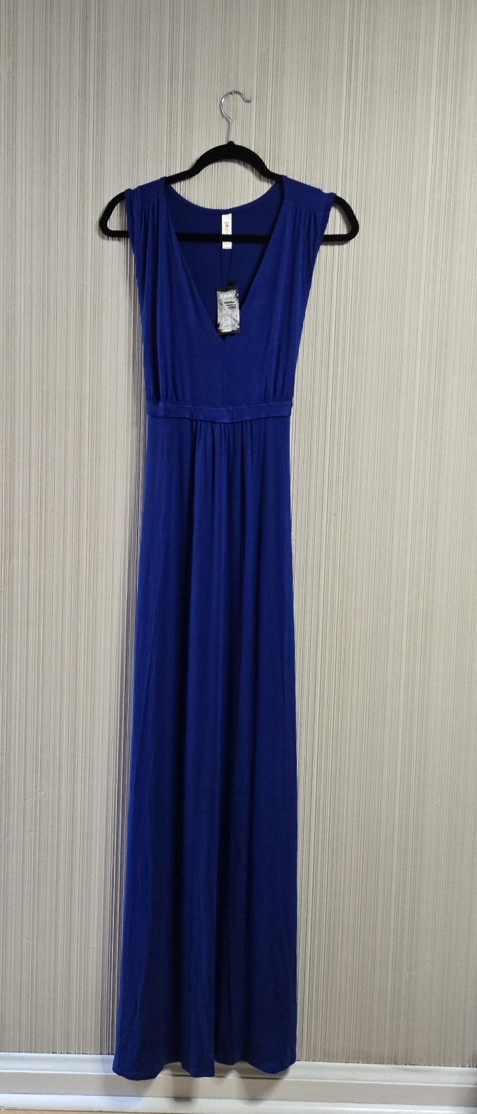 Nwt 24seven Comfort Apparel Sleeveless V Neck Maxi Dress Size Large Blue