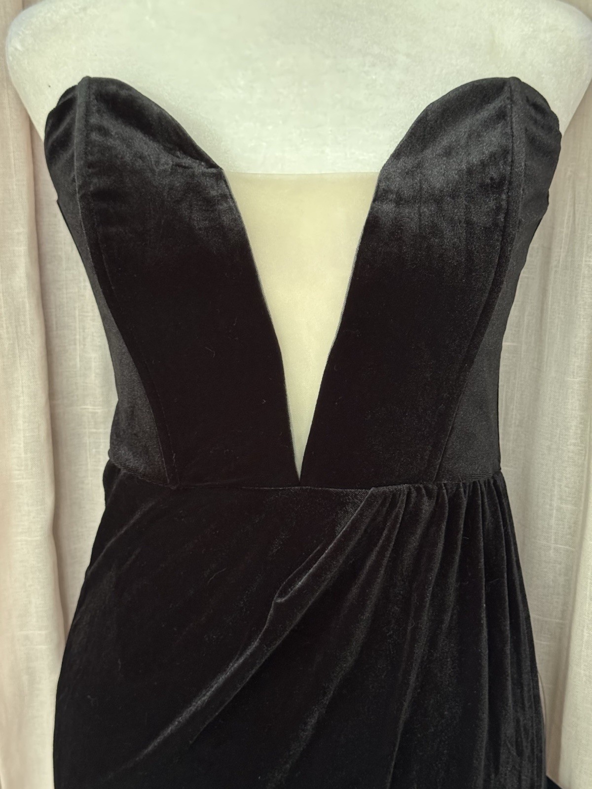 Lulus My Dream Come True Black Velvet Strapless Maxi Evening Dress, Size S
