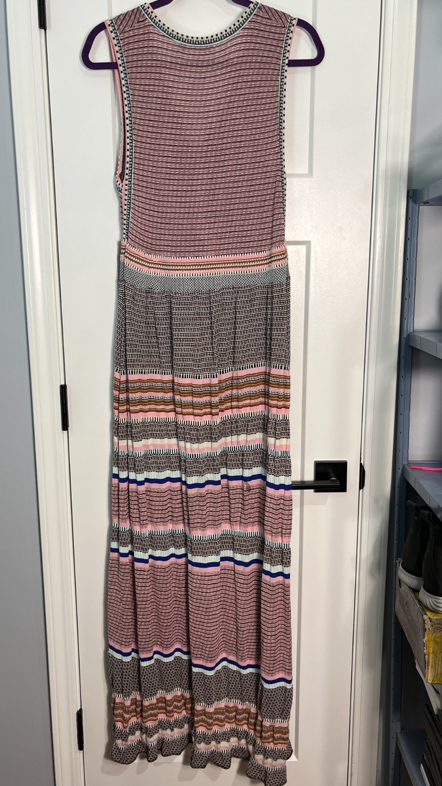 Aldomartins Barcelona Sleeveless Knit Maxi Dress Striped Boho M Made in Spain