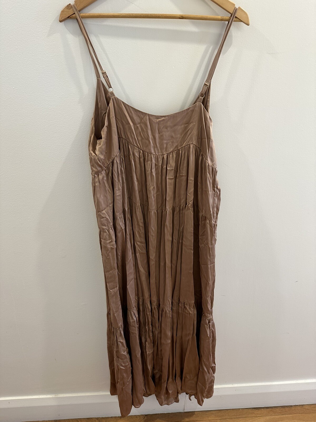 Husk Brown Silk Maxi Dress Size 14