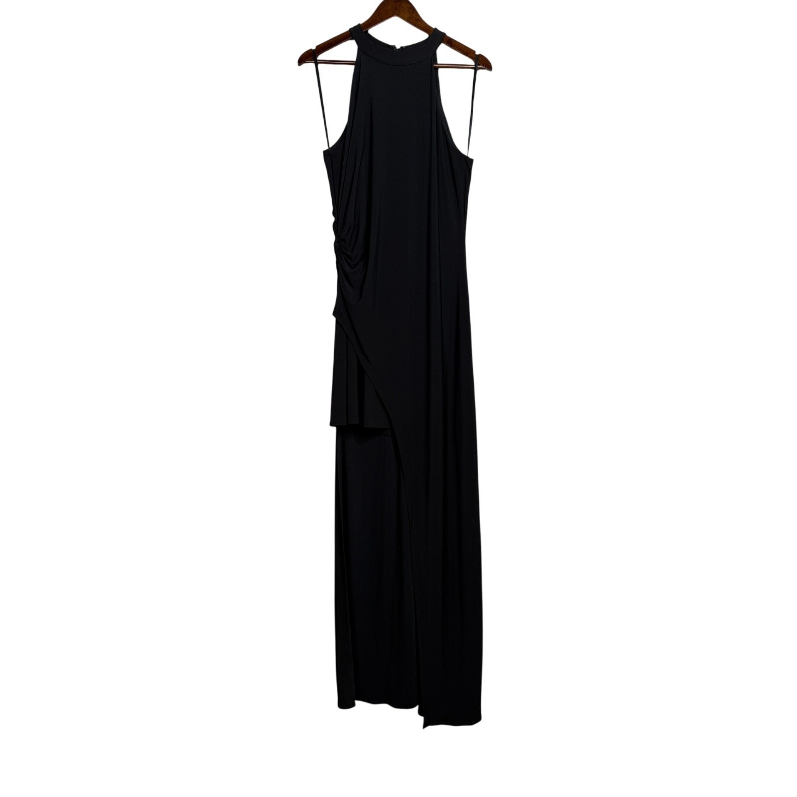 Laundry by Shelli Segal Sleeveless Mock Neck High Low Gown Back Zip Up 10 Black