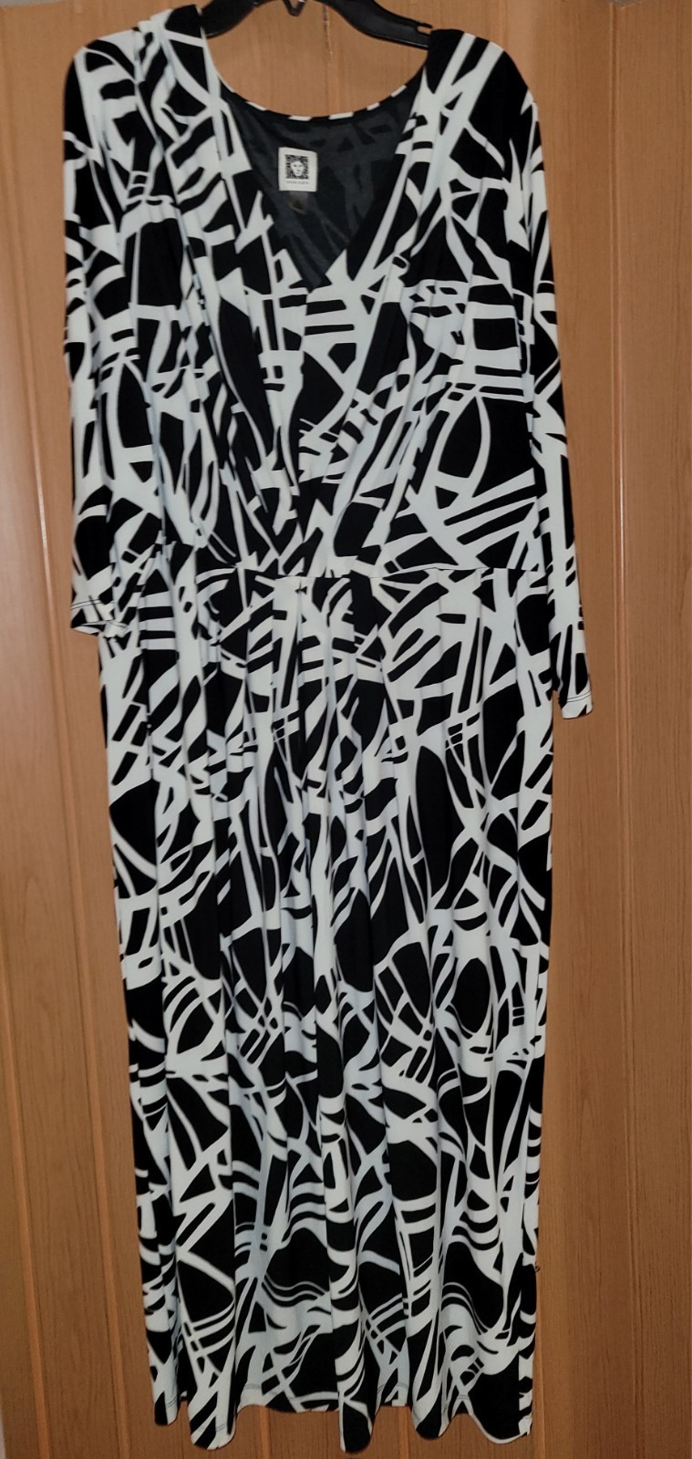 Anne Klien Black And White Print Long Classy Dress Size XL