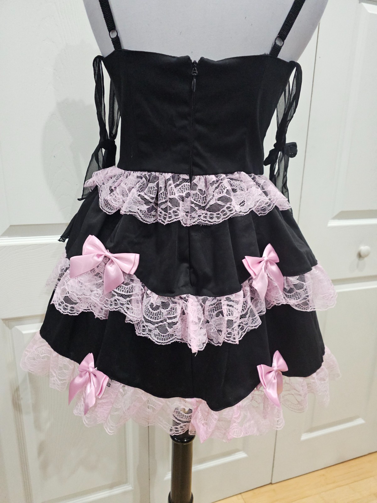 Dolls Kill Widow Thank Goth For You Black Pink Lace Tutu Lolita Mini Dress S