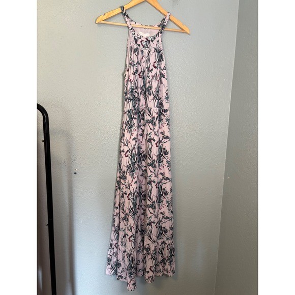 Rachel Ashwell Floral Halter Tiered Maxi Dress Size Medium Lavender Party