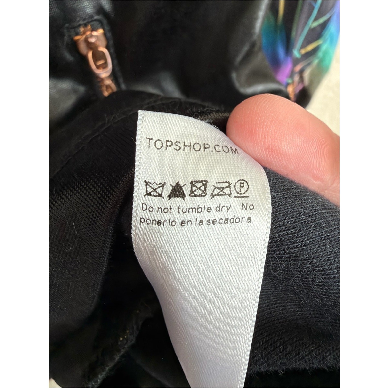 Topshop Unique Faux Leather Silk Sleeve Mini Dress UK 6 US 2 Zip Goth Punk Flaws