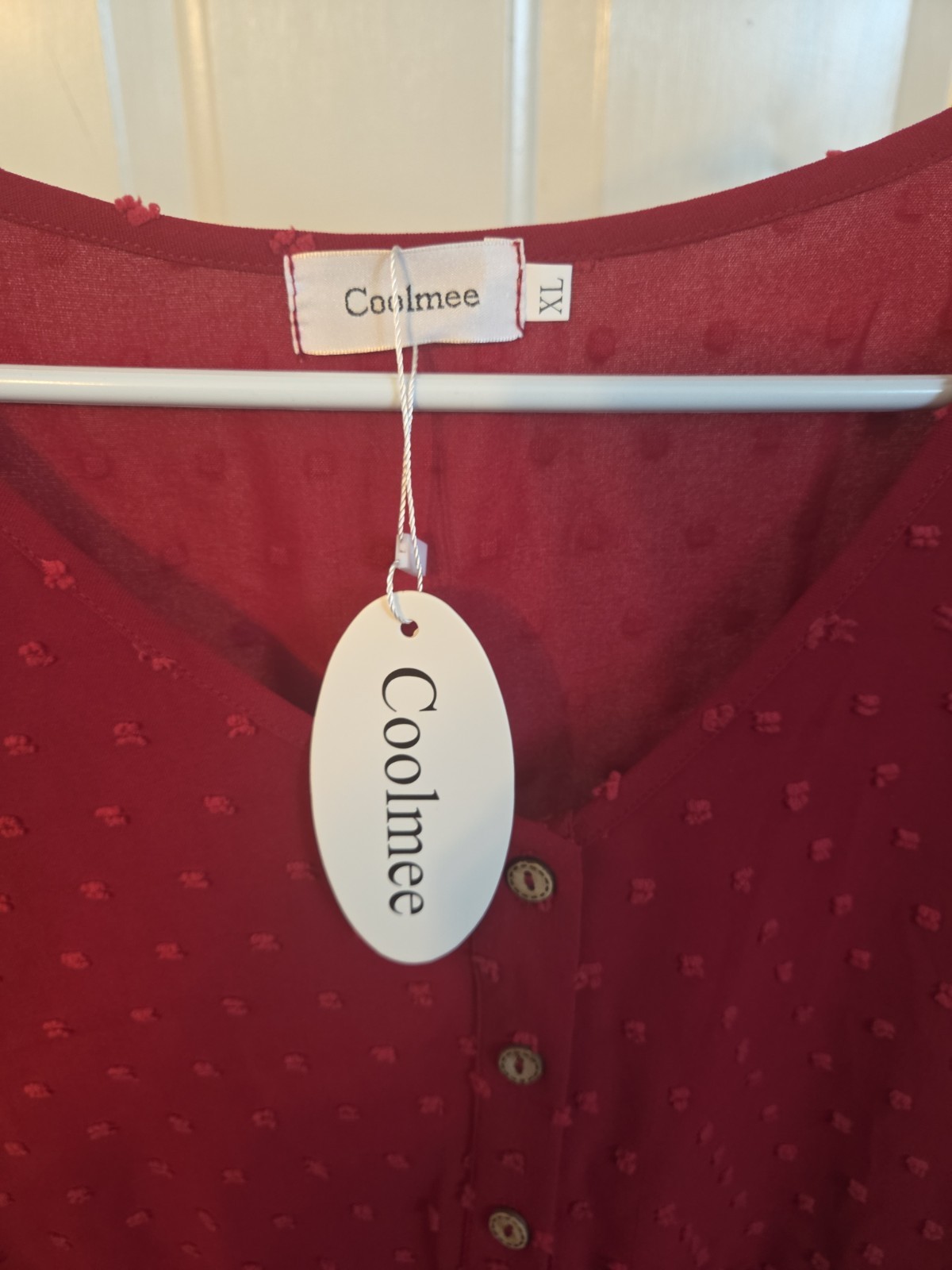 Coolmee Red Dress Size XL Button up Pull over Sleeve Less NWT New