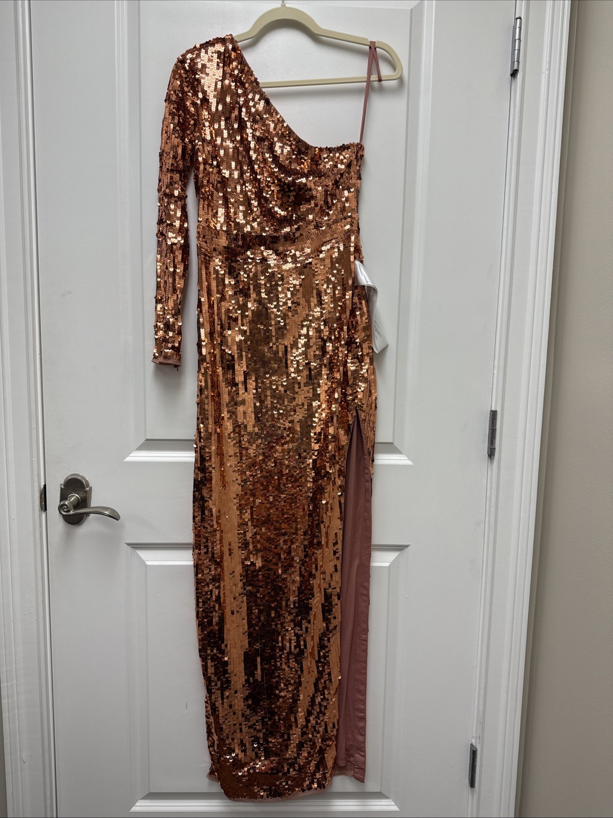 Mac Duggal Size 2 Copper 10788 Sequined Maxi Formal Evening Dress Prom Gown New