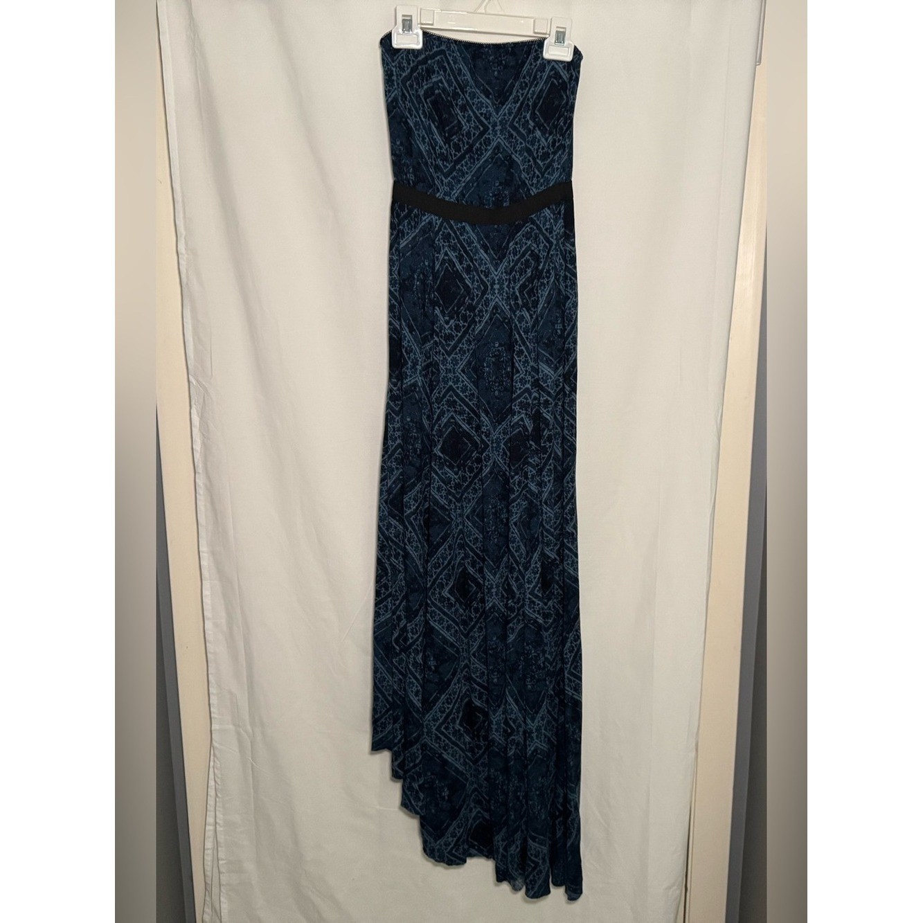 Urban Outfitters Ecote Rosarita Strapless Maxi Dress XS Blue Geometric