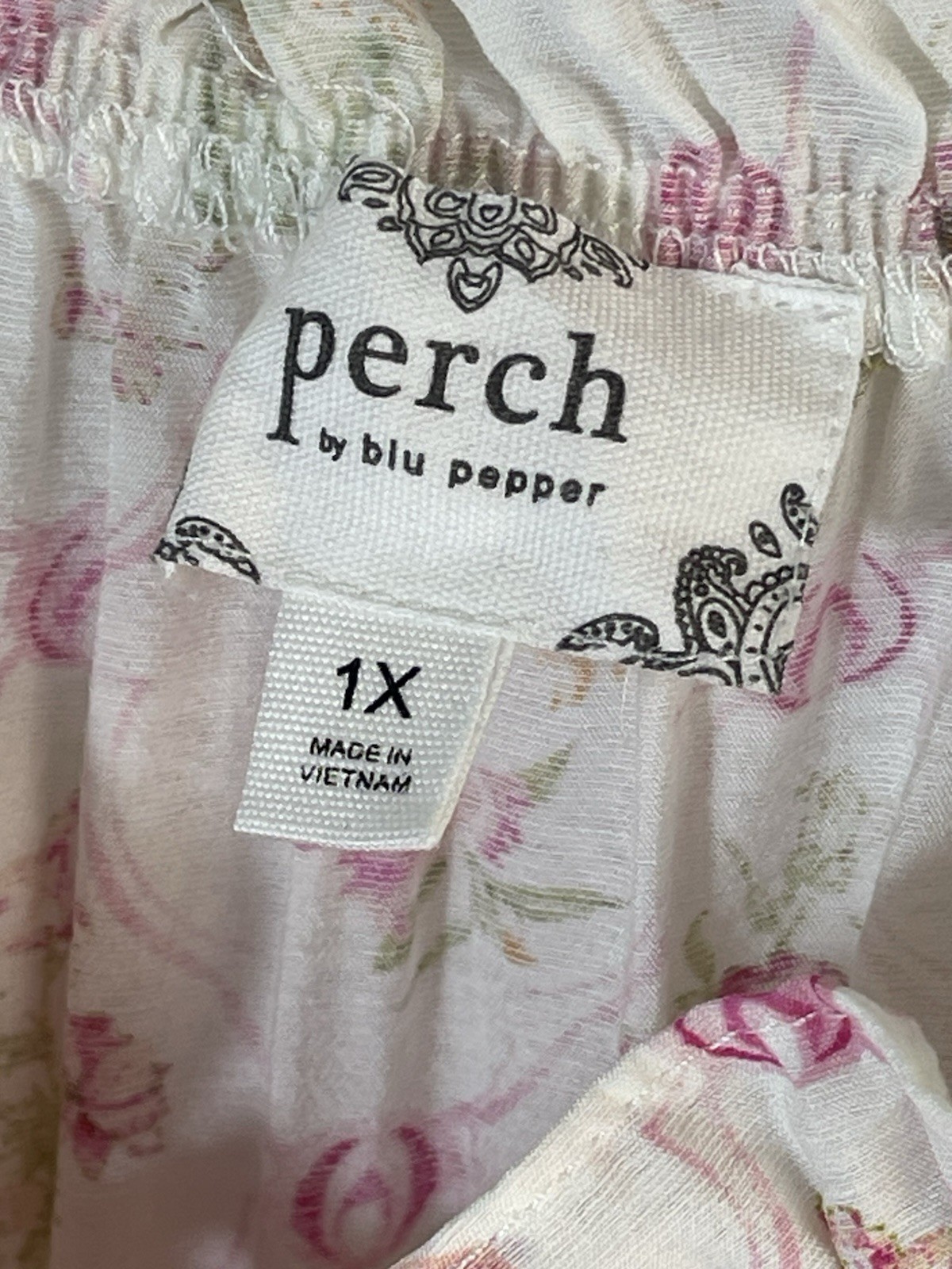 Perch by Blu Pepper Floral Maxi Dress Puff Sleeve Square Neck Tie Pockets 1X