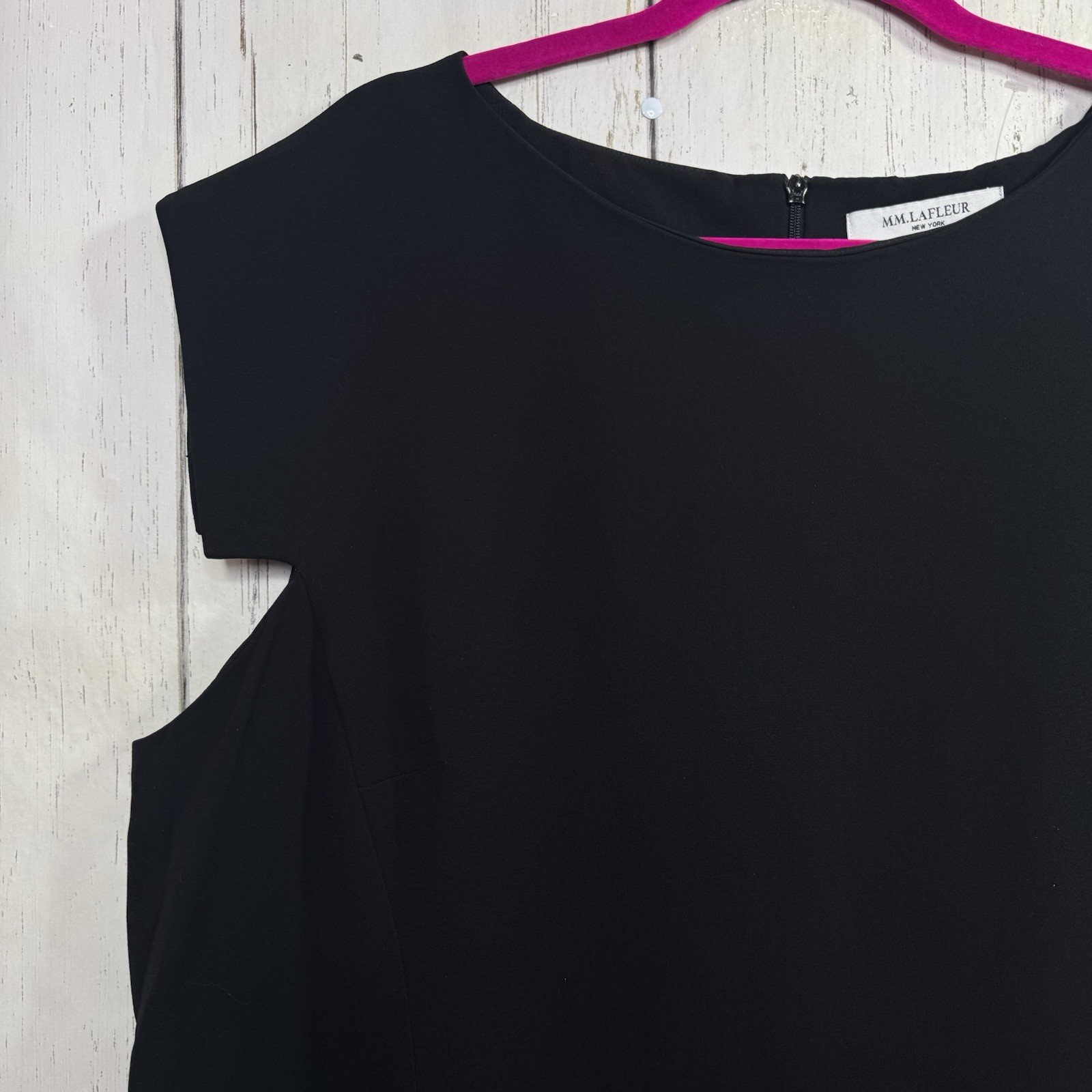 MM.LaFleur Black Sheath Dress 3X Minimalist Career Office Business Zip Back