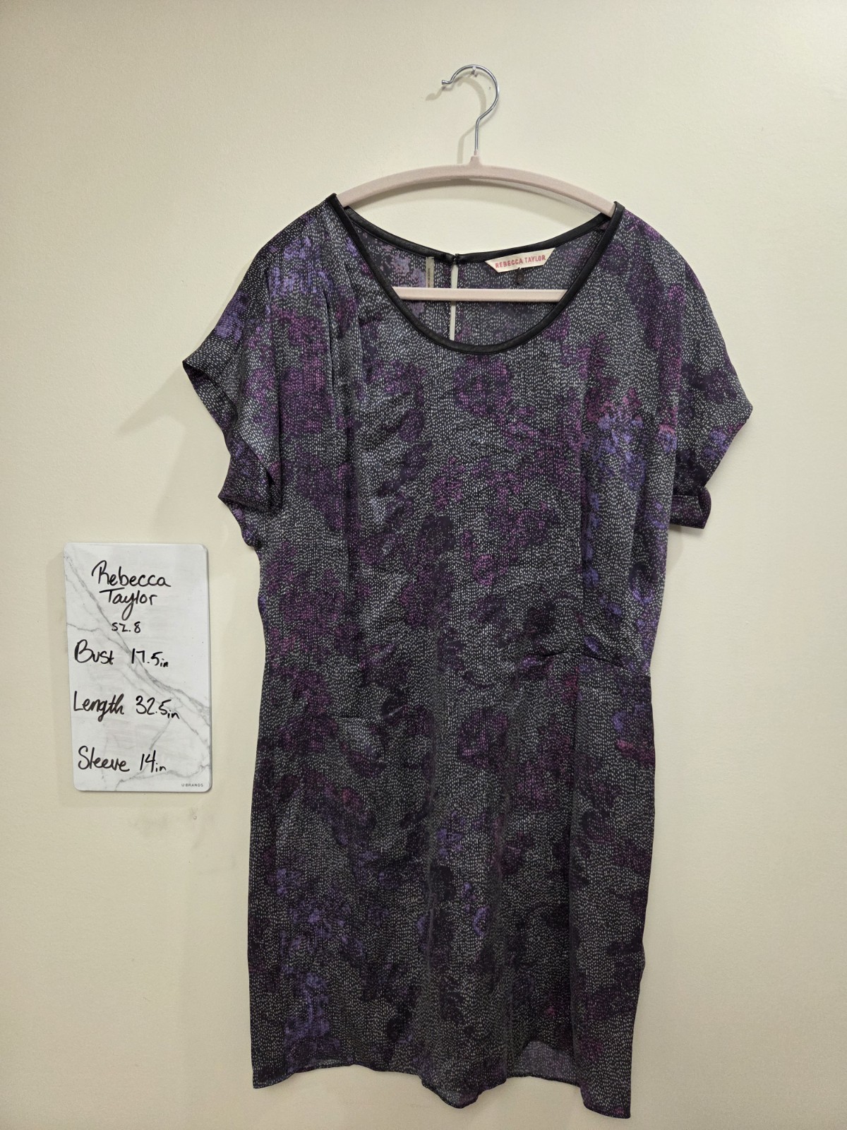 Rebecca Taylor Side Floral 100% Silk Mini Dress Size 8 Bust 17.5in MOTB MOTG